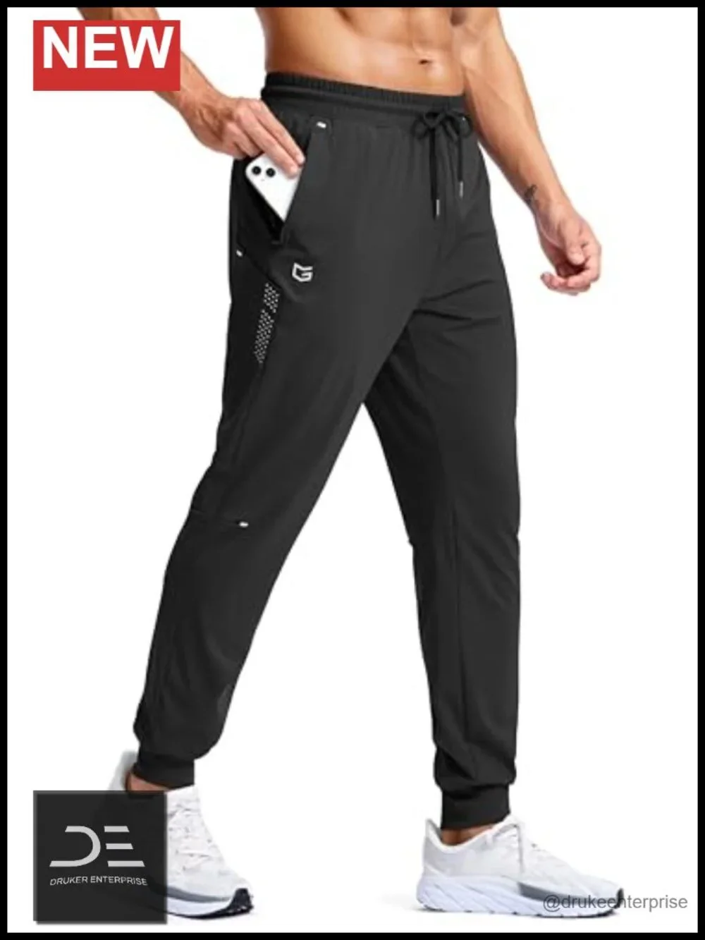 Men's Joggers with Zipper Pockets Athletic Workout Stretch Track Pants